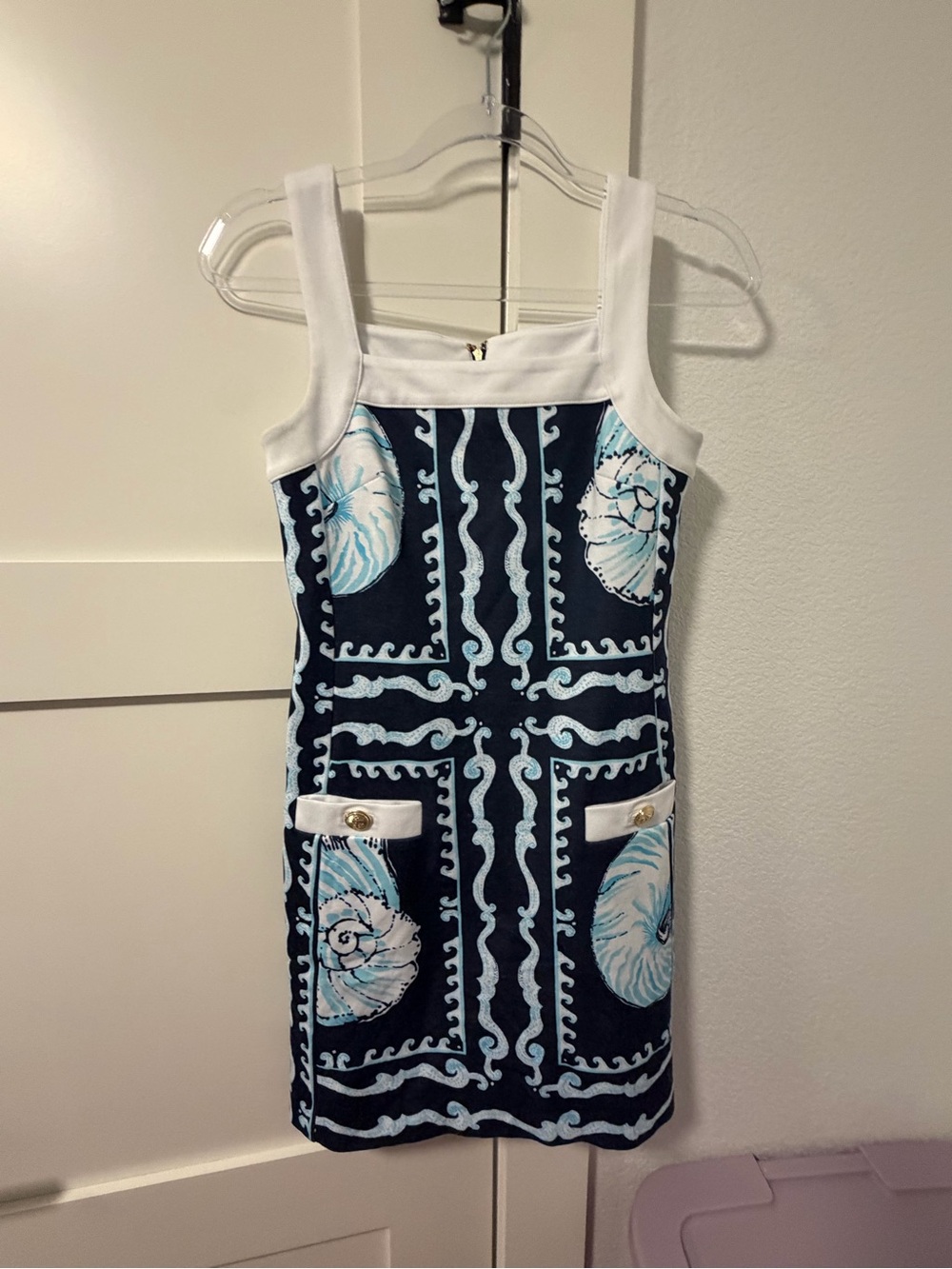 Lilly Pulitzer Duffy Shift Shell Shine Navy and White Shell Print Tank Dress 00